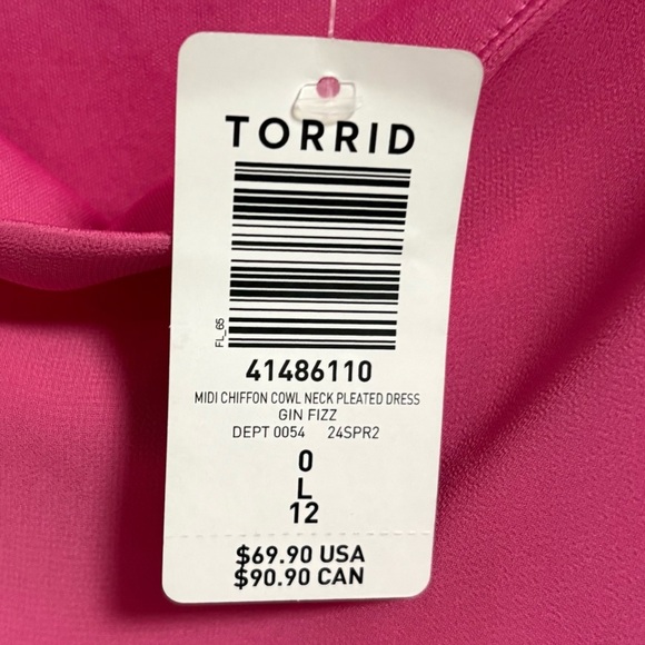 Torrid -- Midi Chiffon Cowl Neck Pleated Dress - Picture 7 of 8